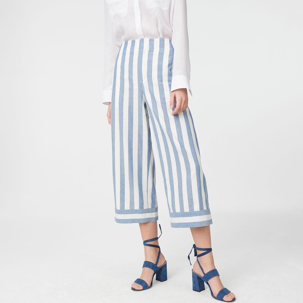 Club Monaco Amelee Blue Stripe Wide Leg Pants 00